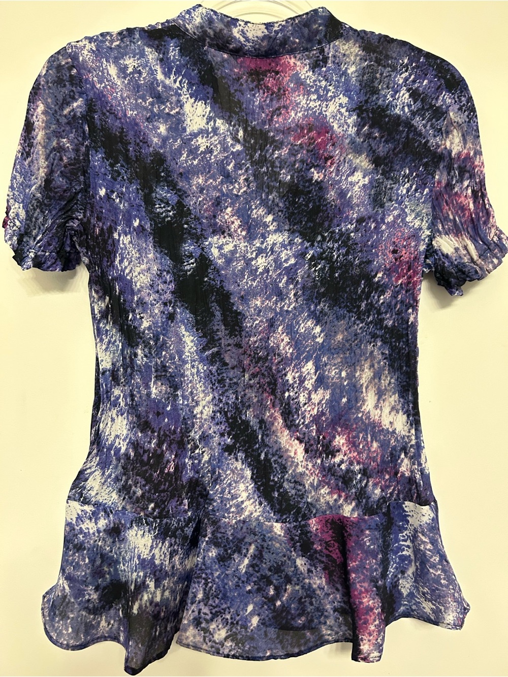 Y2K Allison Taylor Purple & Pink Ruffle Short-Sleeve Blouse Size M - Picture 7 of 8